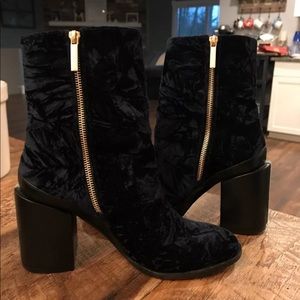 Dear Frances Navy Blue Crushed Velvet Spirit Boot